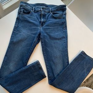 Helmut Lang Ankle Skinny Blue Mid-Rise Jeans, size 28